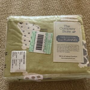 The Company Store Olive Flannel sheep sheet flat sheet- full